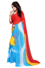 Womens Festive Design Shiffone Silk Printed Saree With Blouse