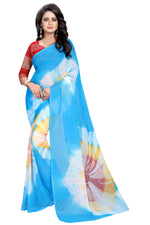 Womens Festive Design Shiffone Silk Printed Saree With Blouse