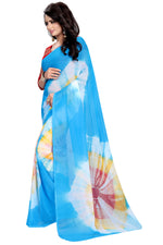 Womens Festive Design Shiffone Silk Printed Saree With Blouse