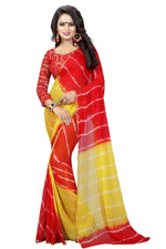 Womens Festive Design Shiffone Silk Printed Saree With Blouse