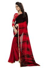 Womens Festive Design Shiffone Silk Printed Saree With Blouse
