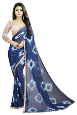 Womens Festive Design Shiffone Silk Printed Saree With Blouse