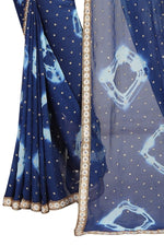 Womens Festive Design Shiffone Silk Printed Saree With Blouse