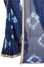 Womens Festive Design Shiffone Silk Printed Saree With Blouse