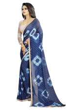 Womens Festive Design Shiffone Silk Printed Saree With Blouse