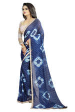 Womens Festive Design Shiffone Silk Printed Saree With Blouse