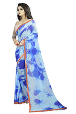Womens Festive Design Shiffone Silk Printed Saree With Blouse