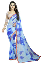 Womens Festive Design Shiffone Silk Printed Saree With Blouse