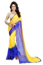 Womens Festive Design Shiffone Silk Printed Saree With Blouse