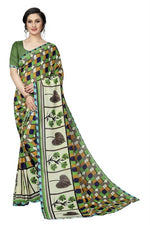 Womens Georgett Silk Printed Saree With Blouse
