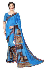 Womens Georgett Silk Printed Saree With Blouse