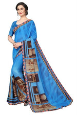 Womens Georgett Silk Printed Saree With Blouse