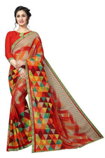 Womens Georgett Silk Printed Saree With Blouse