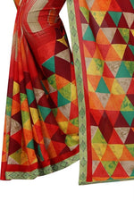 Womens Georgett Silk Printed Saree With Blouse