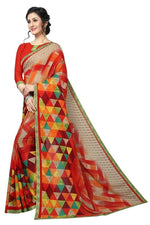 Women's Georgett Silk Printed Saree With Blouse