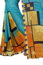 Womens Georgett Silk Printed Saree With Blouse
