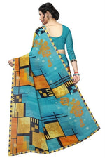 Womens Georgett Silk Printed Saree With Blouse