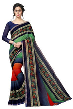 Womens Georgett Silk Printed Saree With Blouse