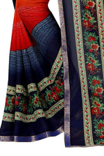 Womens Georgett Silk Printed Saree With Blouse