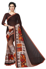 Womens Georgett Silk Printed Saree With Blouse
