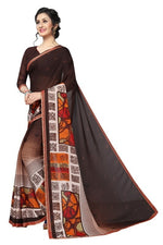 Womens Georgett Silk Printed Saree With Blouse