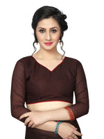Womens Georgett Silk Printed Saree With Blouse