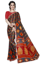 Womens Georgett Silk Printed Saree With Blouse