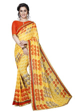 Women's Georgett Silk Printed Saree With Blouse