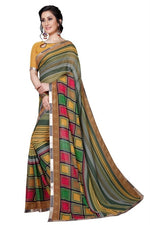 Womens Georgett Silk Printed Saree With Blouse