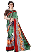 Womens Georgett Silk Printed Saree With Blouse