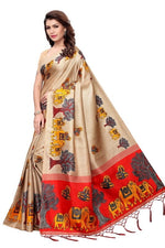 Women's Khadi Kalamkari Printed Saree With Blouse