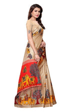 Women's Khadi Kalamkari Printed Saree With Blouse