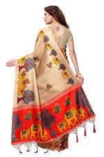 Women's Khadi Kalamkari Printed Saree With Blouse