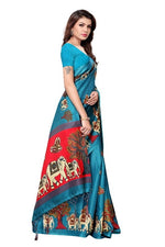 Women's Khadi Kalamkari Printed Saree With Blouse
