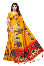 Women's Khadi Kalamkari Printed Saree With Blouse