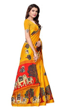 Women's Khadi Kalamkari Printed Saree With Blouse