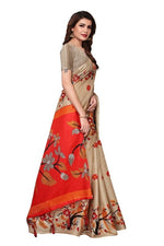 Womens Khadi Kalamkari Printed Saree With Blouse