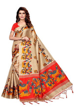Women's Khadi Kalamkari Printed Saree With Blouse