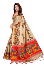 Women's Khadi Kalamkari Printed Saree With Blouse