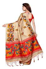 Women's Khadi Kalamkari Printed Saree With Blouse