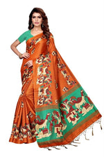 Women's Khadi Kalamkari Printed Saree With Blouse