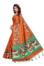Women's Khadi Kalamkari Printed Saree With Blouse