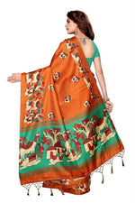 Women's Khadi Kalamkari Printed Saree With Blouse