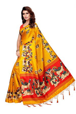 Women's Khadi Kalamkari Printed Saree With Blouse