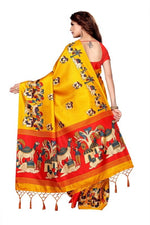 Women's Khadi Kalamkari Printed Saree With Blouse