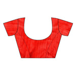 Womens Khadi Kalamkari Checks Mor Red Saree With Blouse