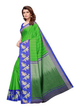 Womens Khadi Kalamkari Printed Saree With Blouse