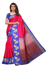 Womens Khadi Kalamkari Printed Saree With Blouse