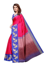 Womens Khadi Kalamkari Printed Saree With Blouse