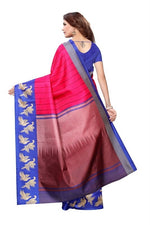 Womens Khadi Kalamkari Printed Saree With Blouse